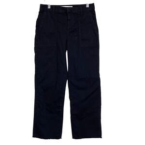 FRANK & EILEEN Womens Sz 0 Blackstone Utility Pants Washed Black Raw Hem Cropped